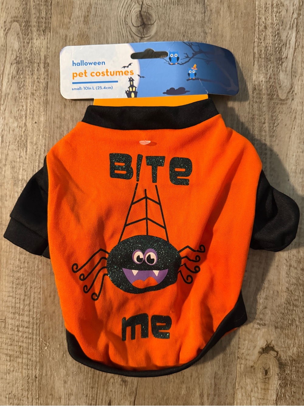 Halloween Orange Spider "Bite Me" Small Pet Costume -